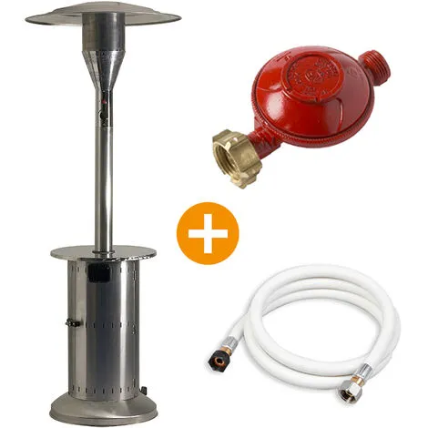 Favex - Parasol Chauffant Gaz - Commercial Inox - Extérieur - Prêt à L'emploi Livré Avec Tuyau Et Détendeur - 4 à 15 Kw - 20m² - 88 X 88 X 230 Cm - Gris 2 Favex - Parasol Chauffant Gaz - Commercial Inox - Extérieur - Prêt à L'emploi Livré Avec Tuyau Et Détendeur - 4 à 15 Kw - 20m² - 88 X 88 X 230 Cm - Gris – Image 2